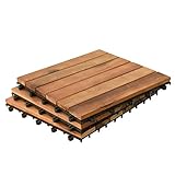 Holzfliesen Terrassenfliesen Fliesen Holz Mosaik 30x30 cm Balkonfliesen...