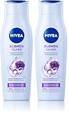 NIVEA Blonde Silver Farbglanz Shampoo (250 ml), Silbershampoo frischt...