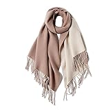 MaaMgic Schal Damen Pashmina Stola Warm Zweifarbig mit quasten/fransen...