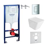 GROHE Vorwandelement Solido + Wand Hänge WC Lago Weiß Spülrandlos + WC...