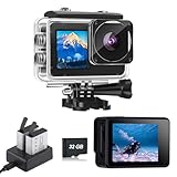Xilecam Dual Screen Action Cam 1080P 32 GB Karte wasserdichte Kamera, 4 x...
