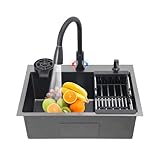 Spülbecken Schwarz 60x 45 cm, Küchenspüle Edelstahl, Waschbecken Küche...