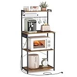 VASAGLE Küchenregal mit Steckdosen, kleines Standregal, Mikrowellen-Ablage...