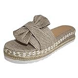 Rouingdd Schleife Sandalen Damen Peep Toe Plateau rutschfeste Espadrilles...