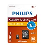 Philips Ultra Speed microSDHC Card 16 GB + SD Adapter UHS-I U1,...