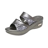 FRCOLOR Damen Sommer Hausschuhe mit Dicker Keilsohle Offene Fischmaul...