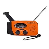 ration1 Kurbelradio mit Solar und LED Taschenlampe, Notfallradio mit...