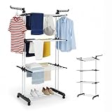 GREENSAPPIRE Wäscheständer Turm faltbar mit 6 Flügeln und 2 drehbaren...