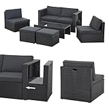 Juskys Polyrattan Gartenmöbel Set Salou - Outdoor Lounge wetterfest 6...