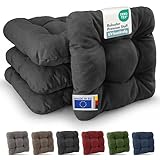 Beautissu 4er Set Premium Stuhlkissen 40x40 cm Anthrazit – UV-beständig...