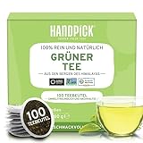 HANDPICK, Grüner Tee Beutel (100 Teebeutel) Glutenfrei & Reiner Grüntee |...