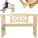 KADAX Gartenbank aus Holz, 119x44x76cm Sitzbank aus Massivholz, Holzbank...