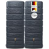4rain Slim Stone Decor Regentonne Wandtank-Set 1000 Liter Graphite Grey, 2...