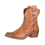 Elara Damen Stiefeletten Cowboy Boots Chunkyrayan 301-A31P Camel-39