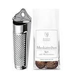 BOOMERS GOURMET - Muskatreibe mit Behälter und Muskatnüssen I Muskatnuss...