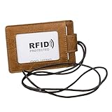 BESTonZON Rfid Ausweishalter aus Leder mit Umhängeband Schlankes...