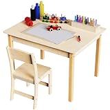 Puecrof Holz Kinder Tisch- und Stuhlset, Kleinkind Schreibtisch und...