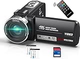 Videokamera 4K Camcorder 48MP mit IR Nachtsicht, 18X Digitalzoom 30 FPS...