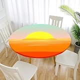 Lukery Tischdecke Rund, 3D Malerei Wiederverwendbar Abwaschbar Lotuseffekt...
