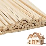 60 Stück quadratische Holzstäbchen – Unbearbeitete Dübelleisten (5 x 5...