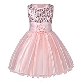 Aomig Kinder Mädchen Kleid Festlich Ärmellos Pailletten Blume Mädchen...