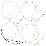 Ouligay 4 Stück Perlen Brillenkette Damen Gold Silber Glasses Chain...