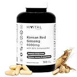 Koreanischer Roter Ginseng 6000 mg. 180 vegane Kapseln für 6 Monate. Mit...
