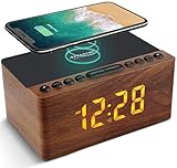 ANJANK Digitaler Radiowecker aus Holz mit Kabelloser Ladestation，10W Fast...