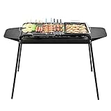 Barbecue-Grill, tragbarer Holzkohlegrill aus Edelstahl mit 2...