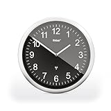 Mebus Funk-Wanduhr, 26 cm, lautlos, gut lesbar, silberner Rahmen, schwarzes...