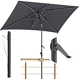 Menz Sonnenschirm Balkon 210x140 cm mit Schutzhülle, Anthrazit – UV50+...