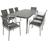 DEGAMO Gartengarnitur Sydney 9-teilig Edelstahl (8X Stapelsessel...