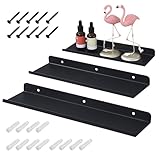 CAIXINYI Wandregal Schwarz, 3er Set, Bilderleiste Schwarz, wasserdicht und...