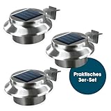 EASYmaxx Solar-Dachrinnenleuchten 3er Set, Edelstahl | Außenbeleuchtung |...