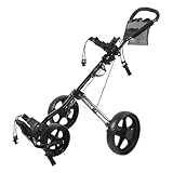 Drfeify 3 Wheel Golf Push Cart, Zusammen Klappbare Leichte Golf Trolley...