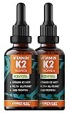 Vitamin K2 Tropfen hochdosiert 3600x (2x50ml) - 200 µg Vitamin K2 MK7,...