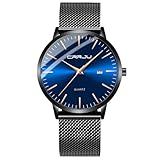 CRRJU Herren Uhr Ultra Dünne Wasserdicht Armbanduhr Herren Mode mit...