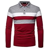 BriskyM Herren Polo Tri-Color Stitching Fashion Design Casual Revers...