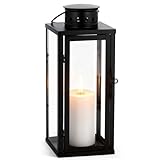 Schwarz Laternen für Draußen mit Henkel - 24x10x10cm Wetterfeste...