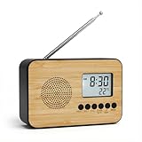 MIJOMA Digitaler Radio-Wecker mit Holzfront – FM-Radio, Alarm,...