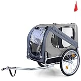 RAMROXX Fahrradanhänger Hundeanhänger klappbar für Haustiere bis 40Kg...