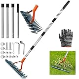 Vertikutierer Rechen mit Stiel 170cm, Metall Schneidrechen Garten,...