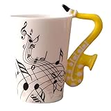 eKsdf Keramiktasse Musik Motiv Kaffeebecher mit Saxophon Henkel Lustige...