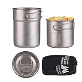 Kochset Camping - Edelstahl Kochgeschirr - 2 Stücke Töpfe mit Griff für...