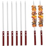 Yardenfun 6 Stück Flache Grillspieße mit Holzgriff Robuste Metallspieße...