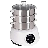 KFS-3000 Dampfgarer, Hot Pot, Fondue mit Touch Display, 3 Dampfkörbe aus...
