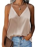 Zeagoo Cami Top Satin Damen Seidentop V Ausschnitt Oberteil...