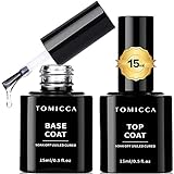 TOMICCA Base Coat Top Coat UV Nagellack Set, 2 * 15ml Base Coat und No Wipe...