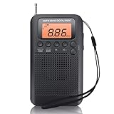 Tragbares Radio Mini FM/AM Stereo Digital Radio mit Kabel Portable Radio...