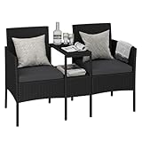 STEELSØN Gartenbank mit Tisch Velara aus Polyrattan, Sitzgruppe für 2...
